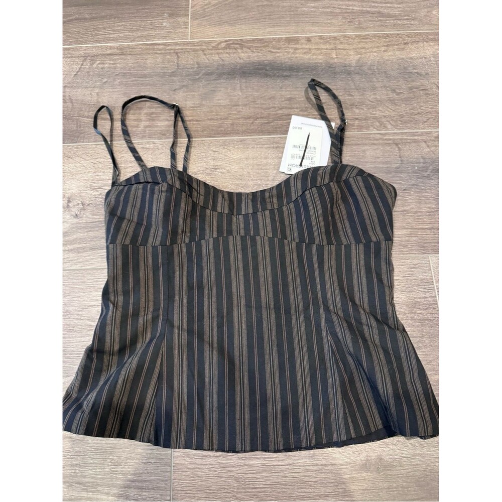 Princess Polly Black and Brown Striped Camisole/corset top. New, size 4